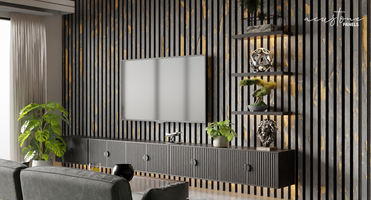 Acoustic wall panels installed in modern office