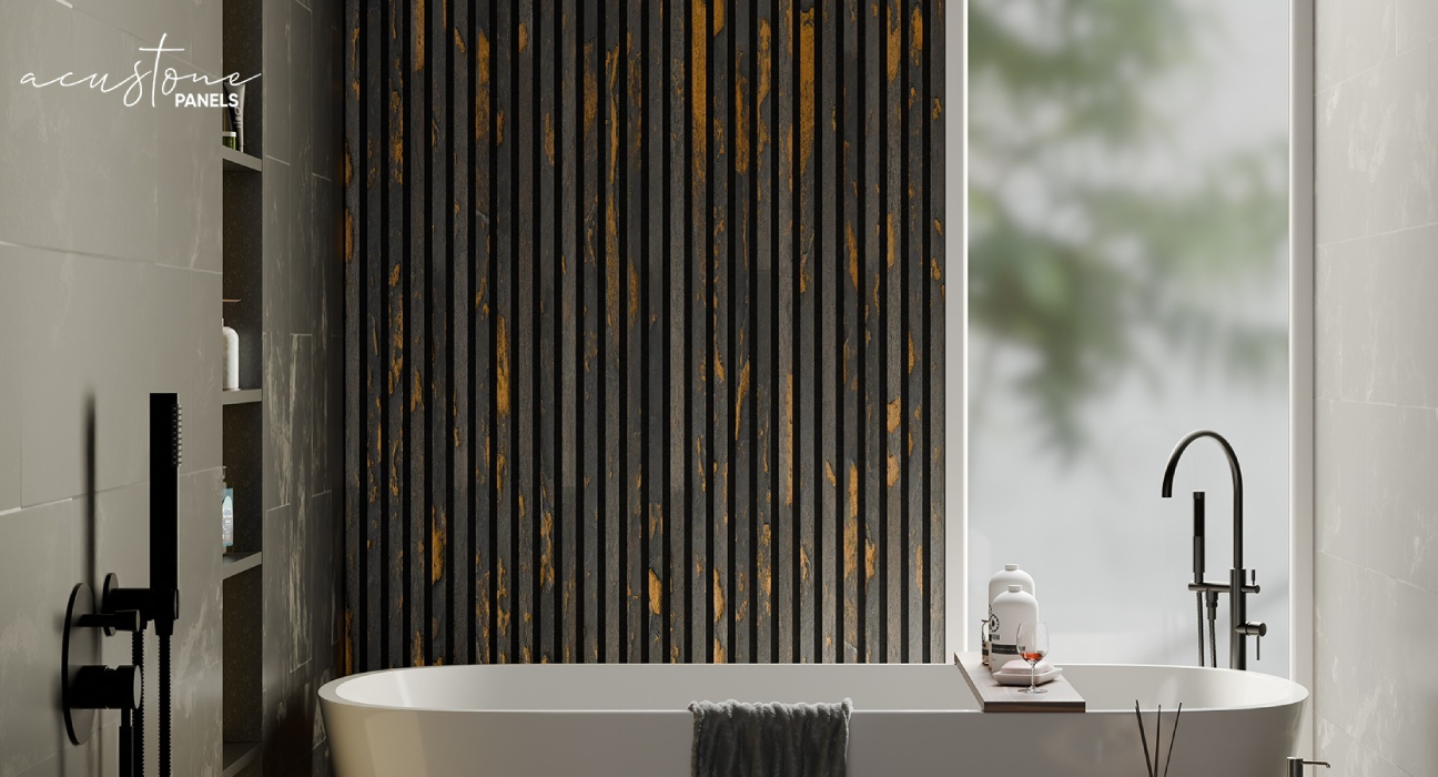 Acoustic stone wall cladding panels