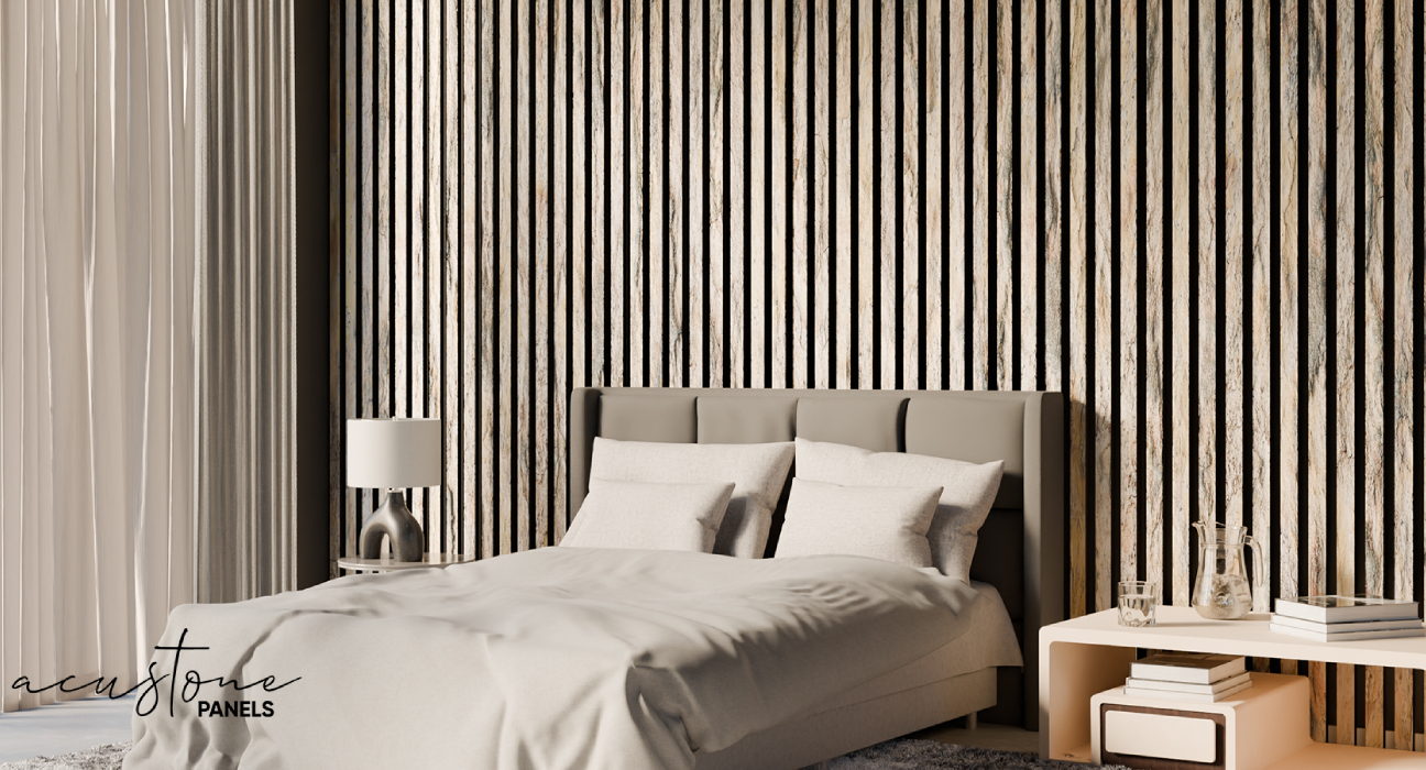 Acoustic stone wall cladding panels